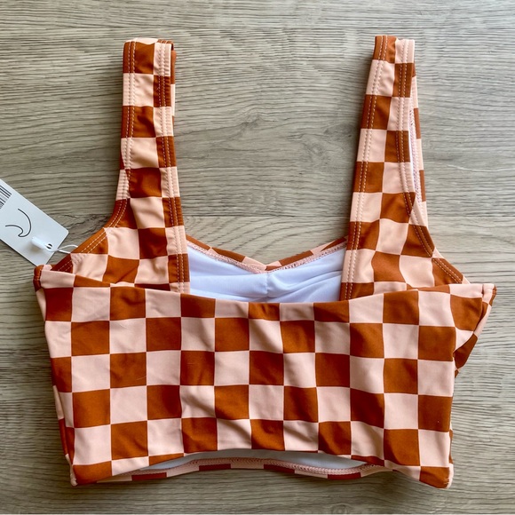 NWT | Checkered Bikini Top | Tankini for Women | M (8-10) | Coral Reef - Picture 7 of 8